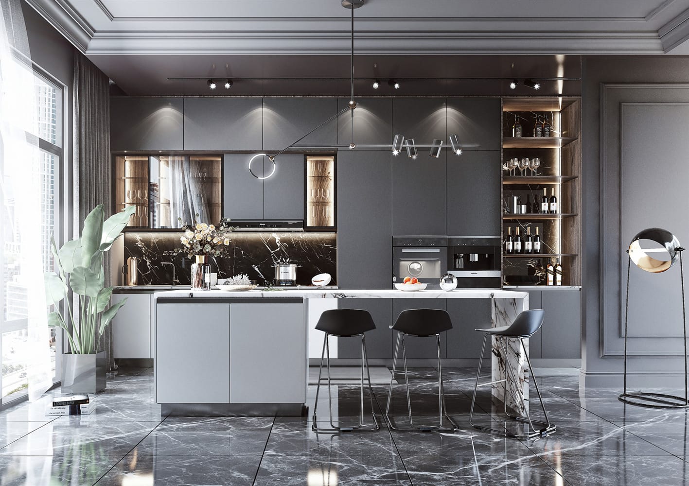 Urban Gray Kitchen Cabinet View 4